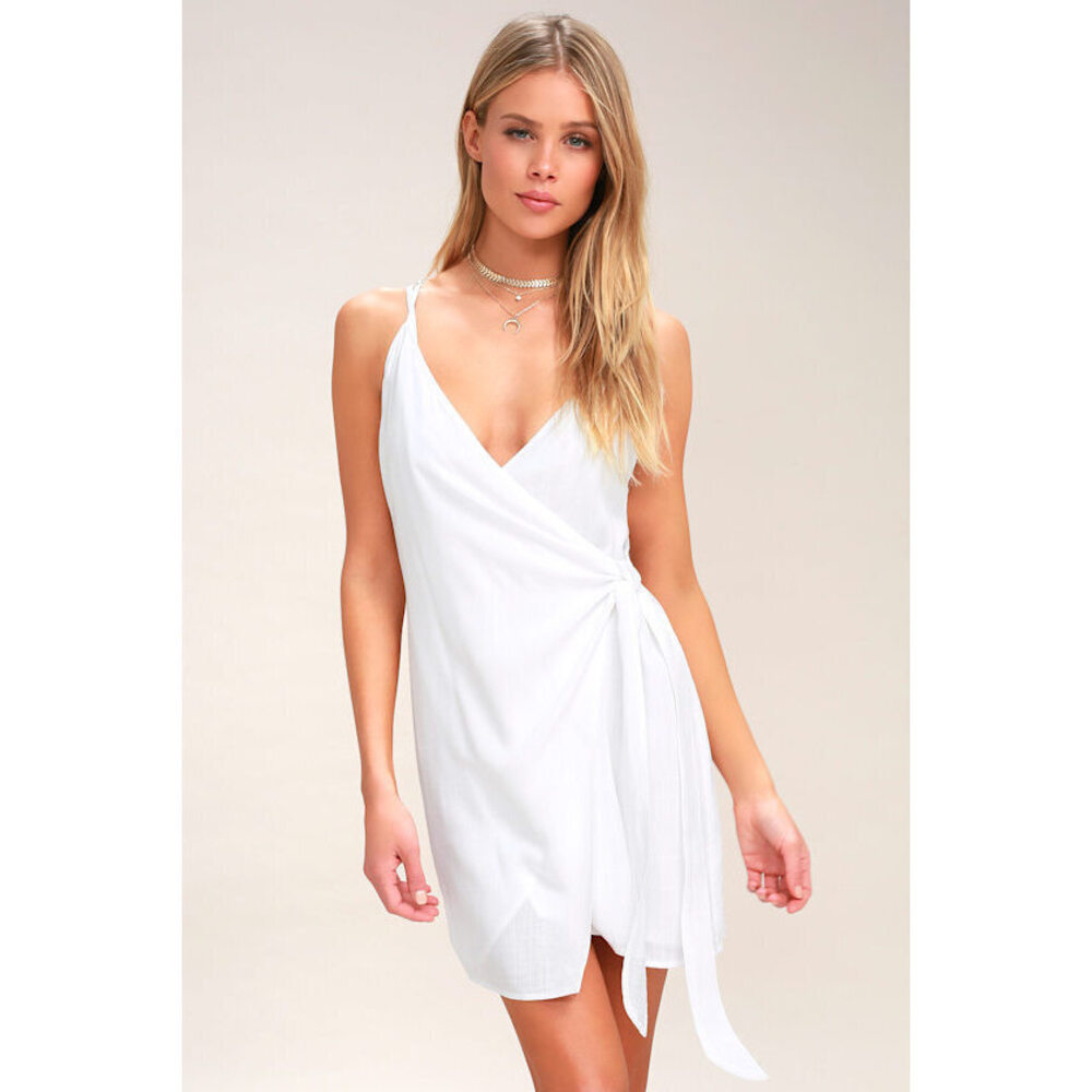 Lulus Heat Wave White Wrap Swim Cover-up - Size M